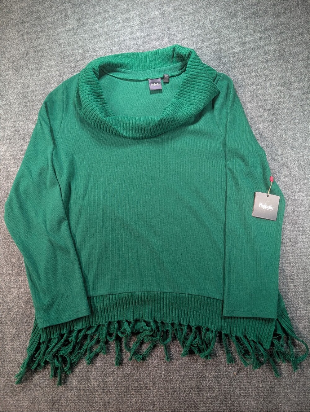 Rafaella Sweater XL Fringe Cowl Neck Boho Fall Cozy Cottagecore Soft Girl NWT